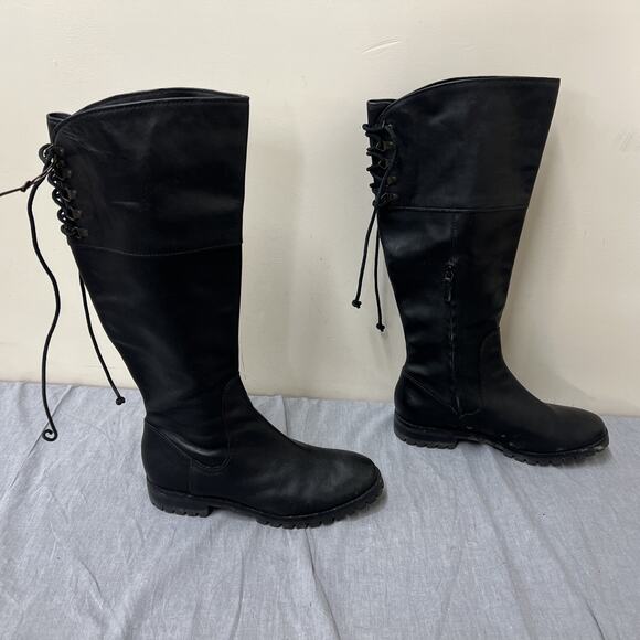 Cole Haan Air Kensington Waterproof Leather Knee-High Tall Boot Black 9B Charity - Picture 3 of 9